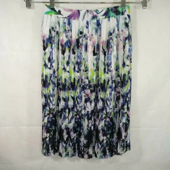 Liz Claiborne Pleated Midi Skirt Women Size M Purple Multicolor Pull-on Easter - Picture 5 of 7